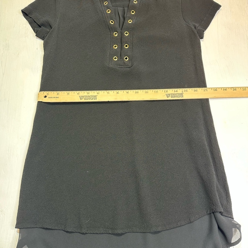 Michael Michael Kors Black Shift Dress Small Grommet Neck High Low Hem - Picture 4 of 9
